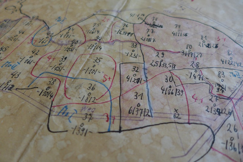 Aufzeichnungen auf einer Karte des Moorarchivs der Humboldt-Universität Foto: Jochen Hennig, CC BY-SA 4.0