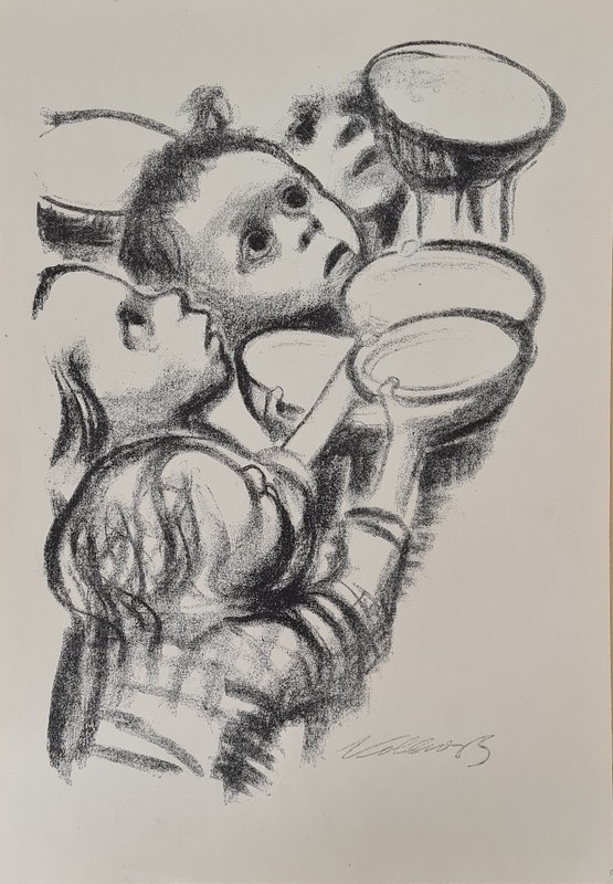 Abb. 7: Käthe Kollwitz, Deutschlands Kinder hungern!, Reproduktion der Kreidelithographie für das gleichnamige Plakat Ende 1923, Inv.-Nr. G 2426.
