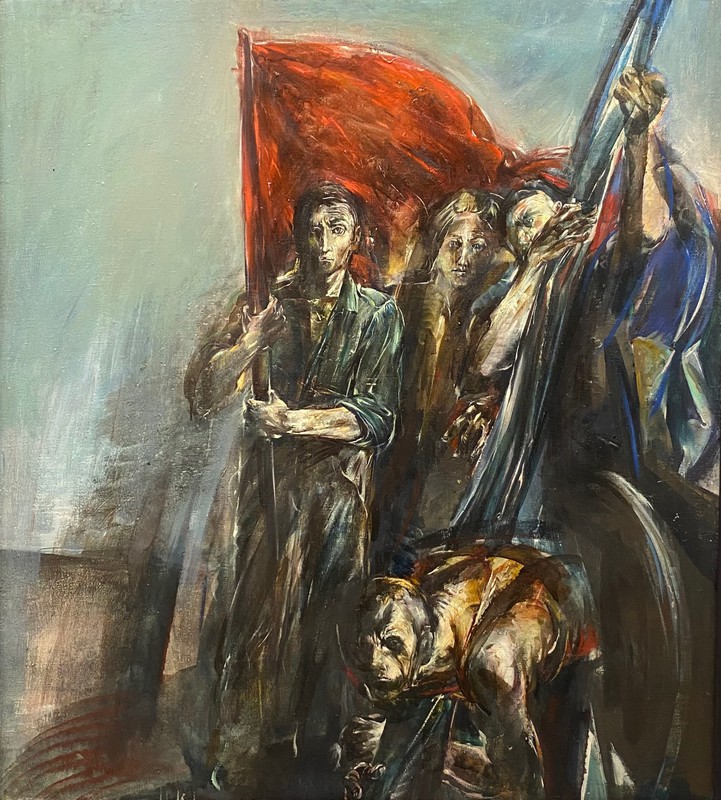 Heinrich Tessmer, Stationen nach 1945, Öl/ LW, 1973, Inv.-Nr. M 014, Mitteltafel