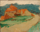 Vorschau o. T. (Landschaft - Häusergruppe mit roten Dächern)